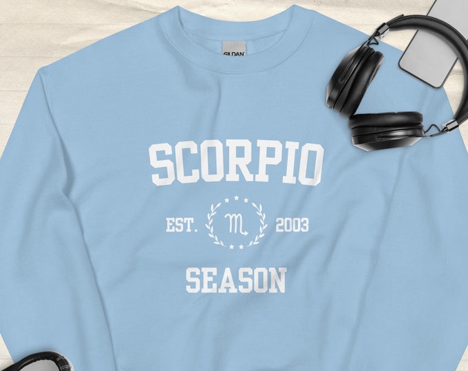 Scorpio Season, Zodiac Sweatshirt, Astrology Sweatshirt, Scorpio Symbol, Scorpio Birthday Gift, College Sweatshirt, Custom Sweatshirt