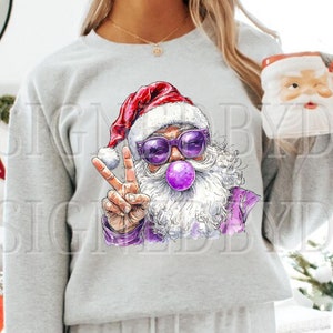 Retro Santa Christmas Blowing Bubble PNG, Vintage Merry Christmas PNG, Funny Santa With Sunglasses Xmas Holiday Sublimation Digital Download