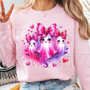 Valentine&#39;s Day Ghost PNG, Be My Boo Cute Retro Valentine Ghosts With Hearts, Boujee Funny Trendy Sublimation Design, Digital Download