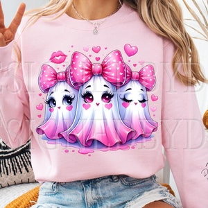 Valentine's Day Ghost PNG, Be My Boo Cute Retro Valentine Ghosts With Hearts, Boujee Ghost Funny Trendy Sublimation Design, Digital Download