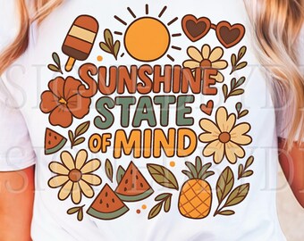 Sonnenschein Zustand PNG, Trendiger Sommer PNG, Retro Blumen Sublimation, Preppy Strand Sommer Design Png, Spaß Retro Sonnenschein Strand Kunst PNG