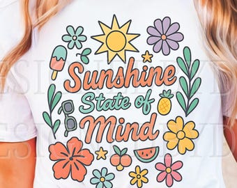 Sonnenschein Zustand PNG, Trendiger Sommer PNG, Retro Blumen Sublimation, Preppy Strand Sommer Design Png, Spaß Retro Sonnenschein Strand Kunst PNG