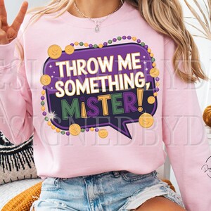 マルディグラ PNG、Throw Me Something Mister New Orleans NOLA Louisiana ビーズ、旅行休暇フェスティバル T シャツ昇華、デジタル ダウンロード