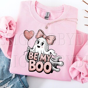 Valentine&#39;s Day Ghost PNG, Be My Boo Cute Retro Valentine Ghosts With Hearts, Boujee Funny Trendy Sublimation Design, Digital Download