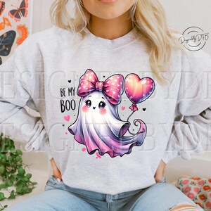 Valentine&#39;s Day Ghost PNG, Be My Boo Cute Retro Valentine Ghosts With Hearts, Boujee Funny Trendy Sublimation Design, Digital Download