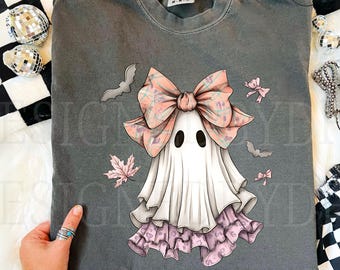 Preppy Ghost Boo PNG, Leopard Spooky Coquette Trendy PNG, Boho Cute Ghost PNG, Halloween Sublimation Design, Digital Download