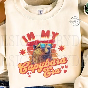 Cute Capybara PNG, In My Capybara Era, Kids Funny Capybara Animal Lover Retro T Shirt Sublimation Clipart, Instant Digital Download