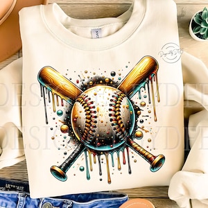 Baseball With Sprinkles PNG, Baseball Drip PNG, Ice Cream Drip Clipart, Sports Mama Bball Mom Sublimation Design, Instant Digital Download