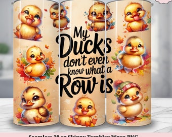 Duck Tumbler Wrap - Funny Animal Country Farm Life Seamless 20 oz Skinny Tumbler Sublimation Design - Ducks in a Row PNG Digital Download