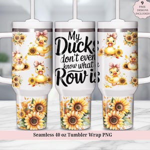 Ducks in a Row Tumbler Wrap - Coquette Duck 40oz Tumbler Wrap - Funny Duck PNG - Cute Farm Animal 40 oz Quencher Digital Sublimation Design