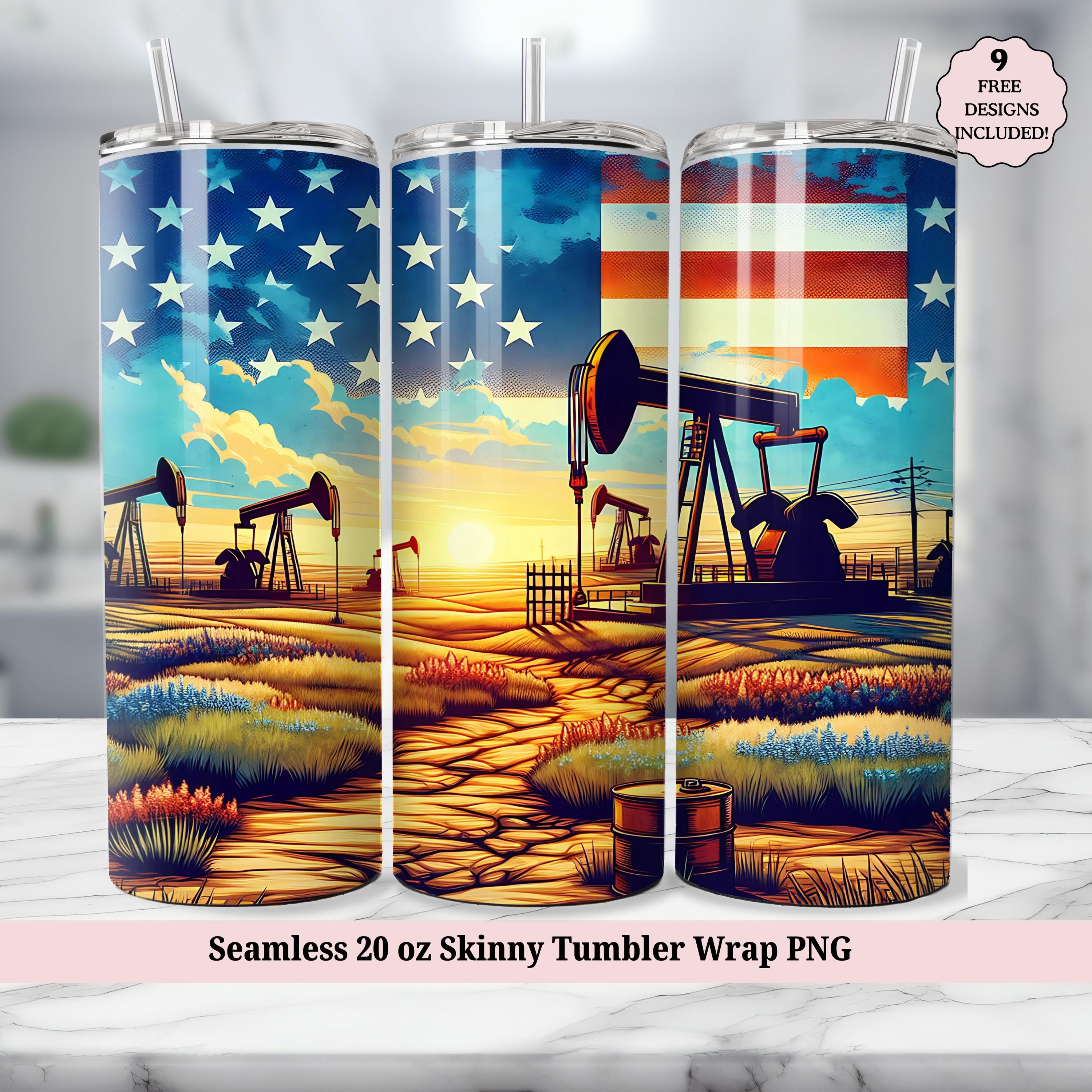 Oil Rig Wrapping Paper Oil Field Tumbler 20 Oz Tumbler Wrap, Oil Rig Worker, Oilfield Pump ...
