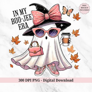 In My Boo-Jee Era Ghost Halloween PNG - grappige retro boujee PNG - Spooky Season PNG - Witchy Coffee Lover herfst clipart - digitale download