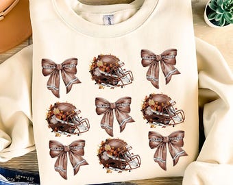 Coquette Football Bow PNG - Fall Football Season PNG - Retro Game Day PNG - Trendy Girly Sports Mom Watercolor Clipart - Digital Download