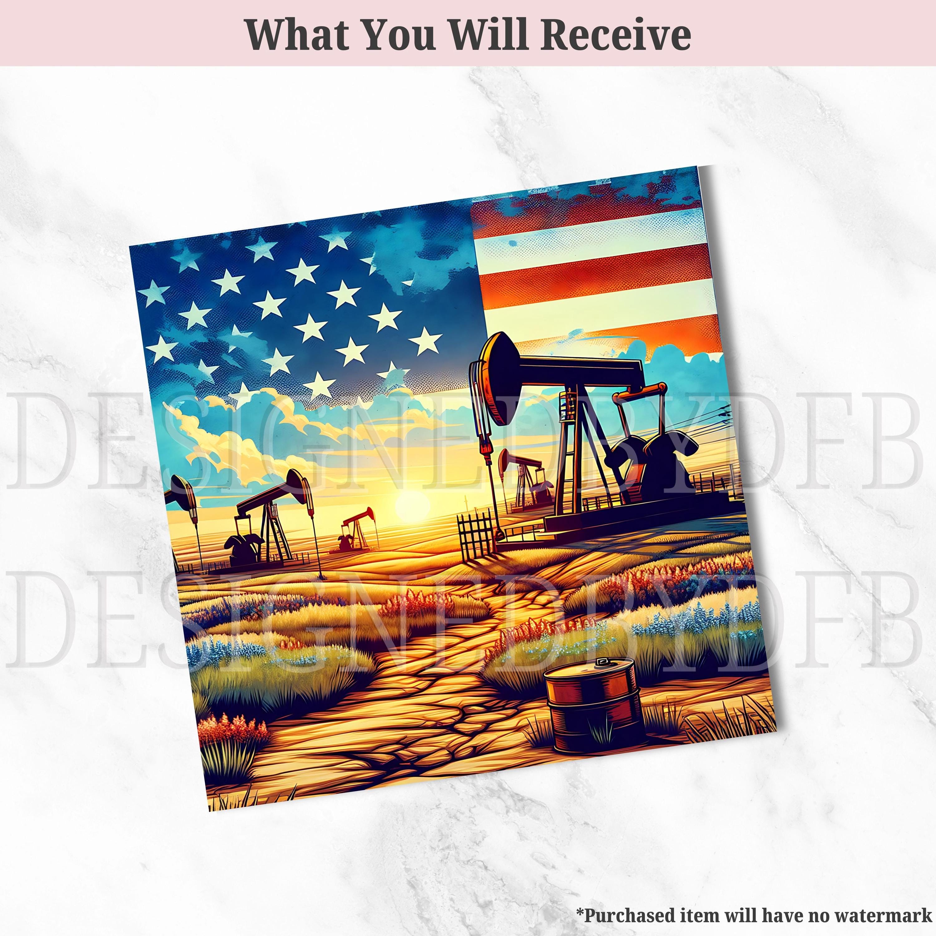 Oil Rig Wrapping Paper Oil Field Tumbler 20 Oz Tumbler Wrap, Oil Rig Worker, Oilfield Pump ...