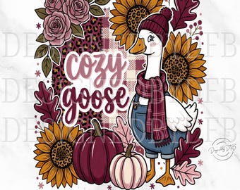 Coquette Preppy Fall Goose PNG, Girly Autumn Autumn Goose PNG, Trendy Cozy Geese Mama Mom Life T Shirt Sublimation Design, Digital Download