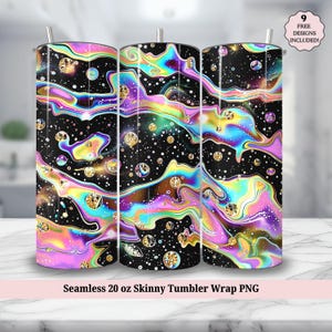 Rainbow Seamless 20 oz Skinny Tumbler Sublimation Design, Marble Neon Colors Gold Glitter 20oz Tumbler Wrap, PNG Instant DIGITAL ONLY