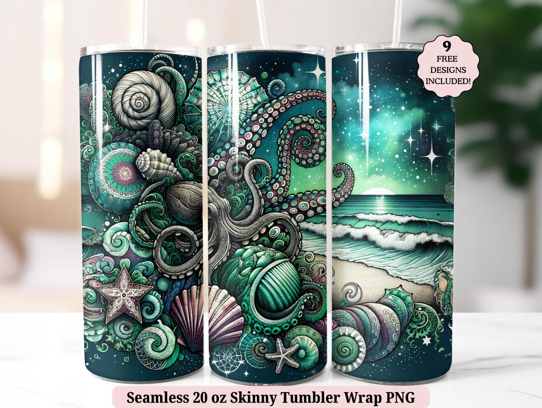 Sea Witch Tumbler Wrap PNG, Mermaid Seashells Ocean Dark Siren Night ...