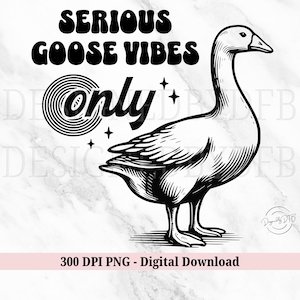 Silly Goose PNG, Serious Goose Vibes Lindo Divertido Gráfico De Camiseta De Ganso De Moda, Diseño De Camiseta Silly Goose, Descarga Digital De Sublimación De Animales