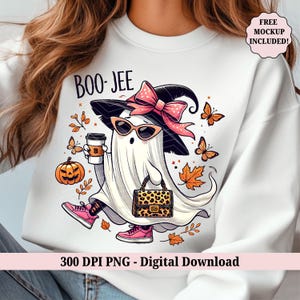 Boo-Jee Ghost Halloween PNG - grappige retro boujee PNG - schattig spookachtig seizoen PNG - Clipart koffieliefhebber herfstpompoen - digitale download