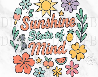 Sonnenschein Zustand PNG, Trendiger Sommer PNG, Retro Blumen Sublimation, Preppy Strand Sommer Design Png, Spaß Retro Sonnenschein Strand Kunst PNG