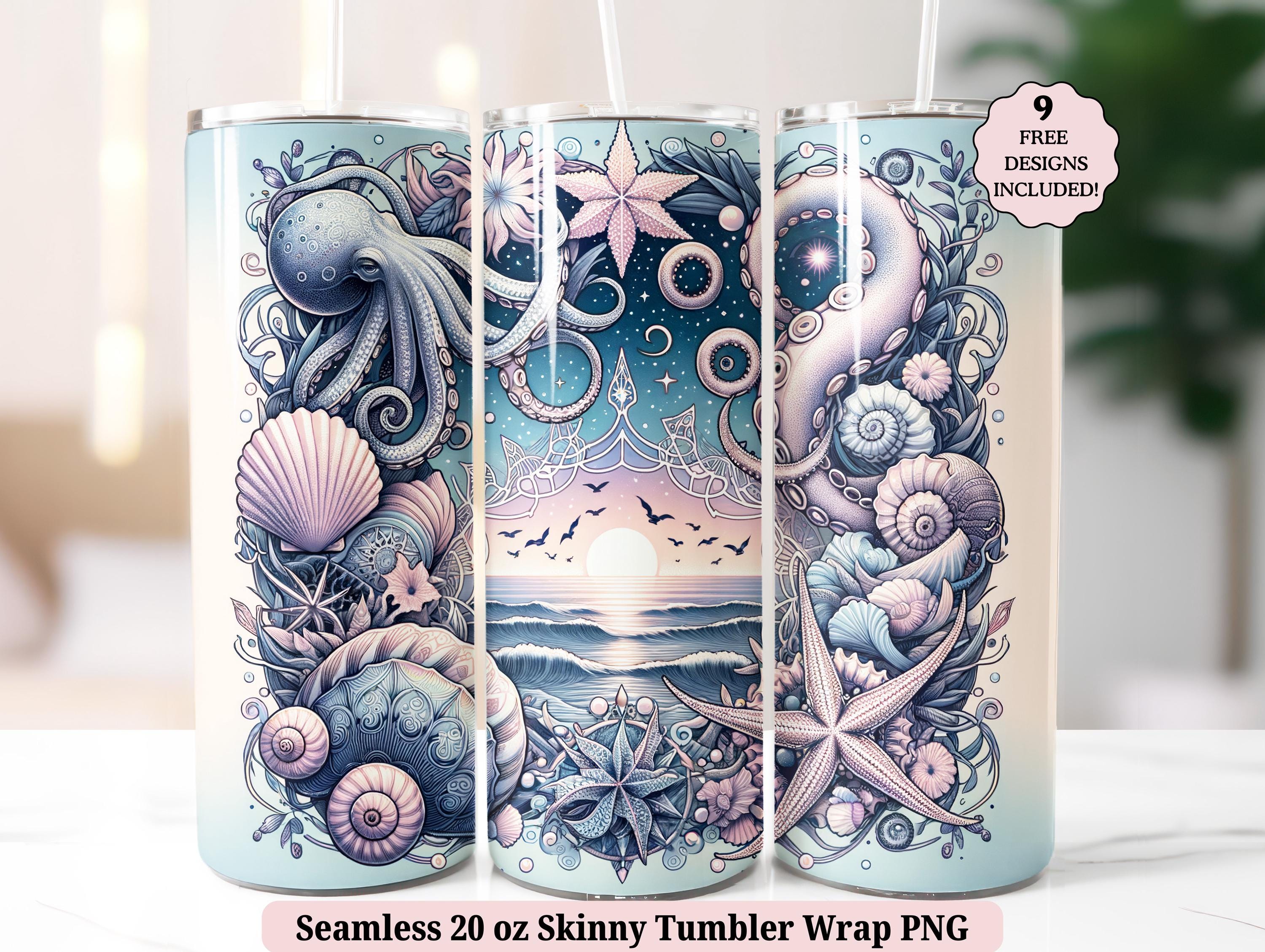 Sea Witch Tumbler Wrap PNG, Mermaid Seashells Ocean Dark Siren Night ...