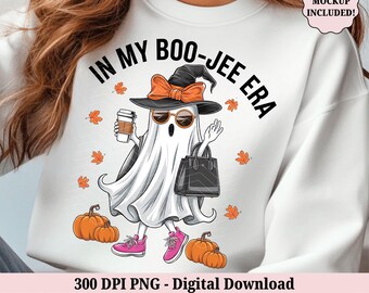 In My Boo-Jee Era Ghost Halloween PNG - Funny Retro Boujee PNG - Spooky Season PNG - Witchy Coffee Lover Fall Clipart - Digital Download