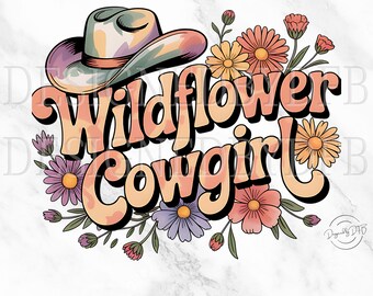 Wildflower cowgirl png, western boho esthetische tshirt sublimatie ontwerp, cowgirl hoed png, print on demand png, trendy POD digitale download