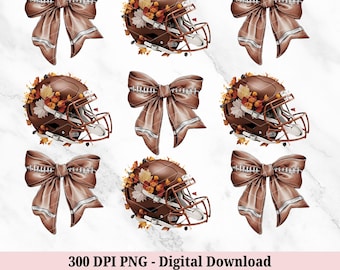 Coquette Football Bow PNG - Fall Football Season PNG - Retro Game Day PNG - Trendy Girly Sports Mom Watercolor Clipart - Digital Download