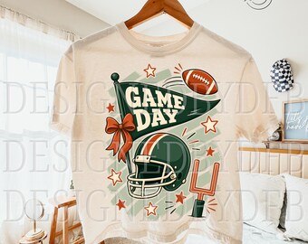 Football Game Day PNG, Trendy Football Season Girly Sports Mom PNG, Retro Touchdown Coquette T Shirt Sublimation Design, Digital Download