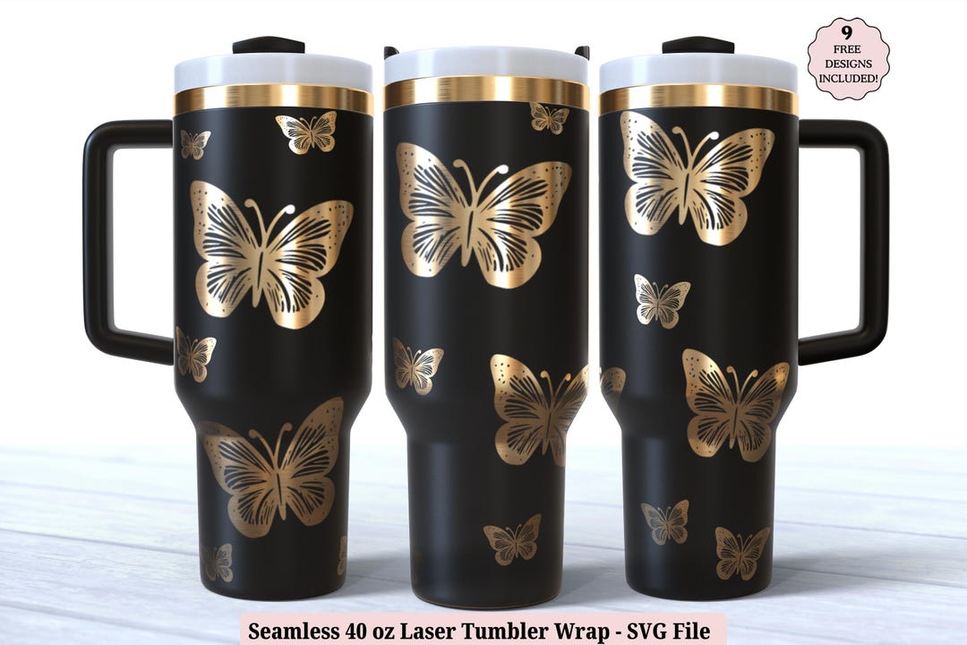 Butterfly 40 Oz Laser Tumbler Wrap SVG for Laser Rotary, Monarch ...