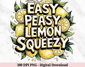 Facile Peasy citron limonade PNG, clipart citron, aquarelle agrumes motivation citations PNG, design tendance par sublimation rétro