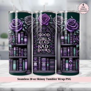 Good Girls Read Bad Books Tumbler Wrap, Booktok Bookish PNG, Spicy Book Lover Seamless 20 oz Skinny Sublimation Design, Digital Download