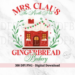 Mrs Claus Bakery PNG, Gingerbread Bakery, Mrs Claus Christmas Holiday Baking, Christmas Cookies PNG, Retro  Xmas Holiday Sublimation Design