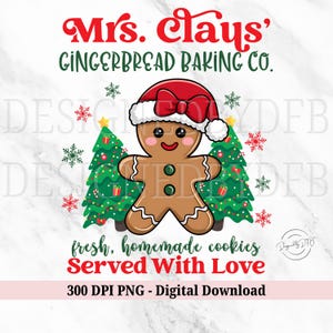 Mrs Claus Bakery PNG, Gingerbread Bakery, Mrs Claus Christmas Holiday Baking, Christmas Cookies PNG, Retro  Xmas Holiday Sublimation Design