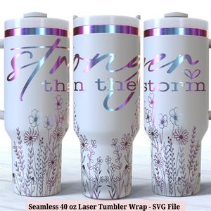 Wildflowers Positivity Laser Tumbler Wrap SVG for Laser Rotary, Floral Self Love Seamless Engraved Full Wrap, 40oz Cup, Digital Download