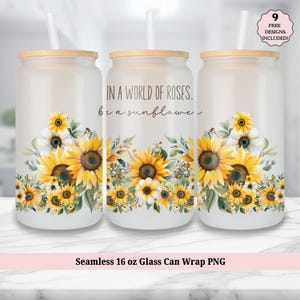 Sunflower Libbey Glass Wrap, Inspirational 16 Oz Glass Can Wrap PNG ...
