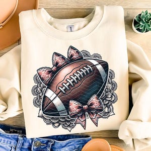 Coquette Football PNG - Fall Football Season PNG - Retro Game Day PNG - Trendy Girly Sports Mom Watercolor Clipart - Digital Download