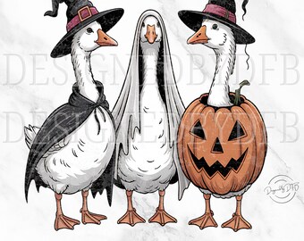 Boo Ghost Goose PNG, Halloween Goose PNG, Halloweenshirt, herfstpng, Skeletgans, Halloween-sublimatieontwerp, Pumpkin Goose-shirt png