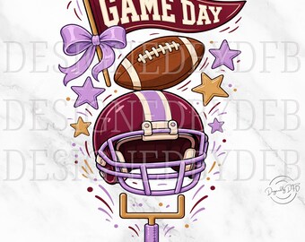 Football Game Day PNG, Trendy Football Season Girly Sports Mom PNG, Retro Touchdown Coquette T Shirt Sublimation Design, Digital Download