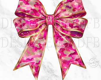 Pink Camo Bow PNG, Camouflage Bow Clipart, Trendy Girly Military Camo Girl Coquette Hunting Aesthetic Tshirt Sublimation, Digital Download