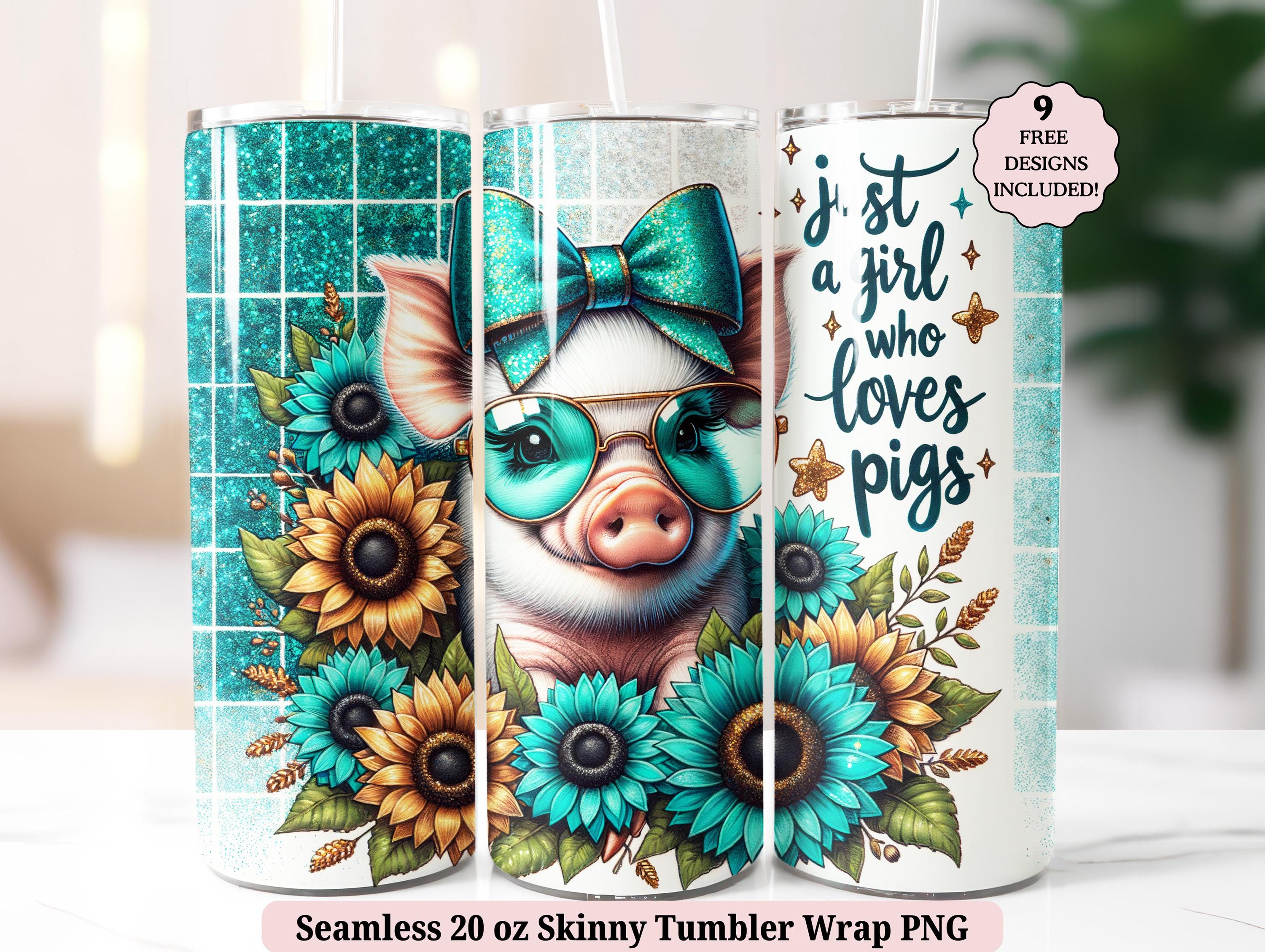 Just a Girl Who Loves Dogs Tumbler Wrap PNG, Funny Cute Pig Heifer, Farm Animal Seamless 20oz Skinny Sublimation Design, Digital Download