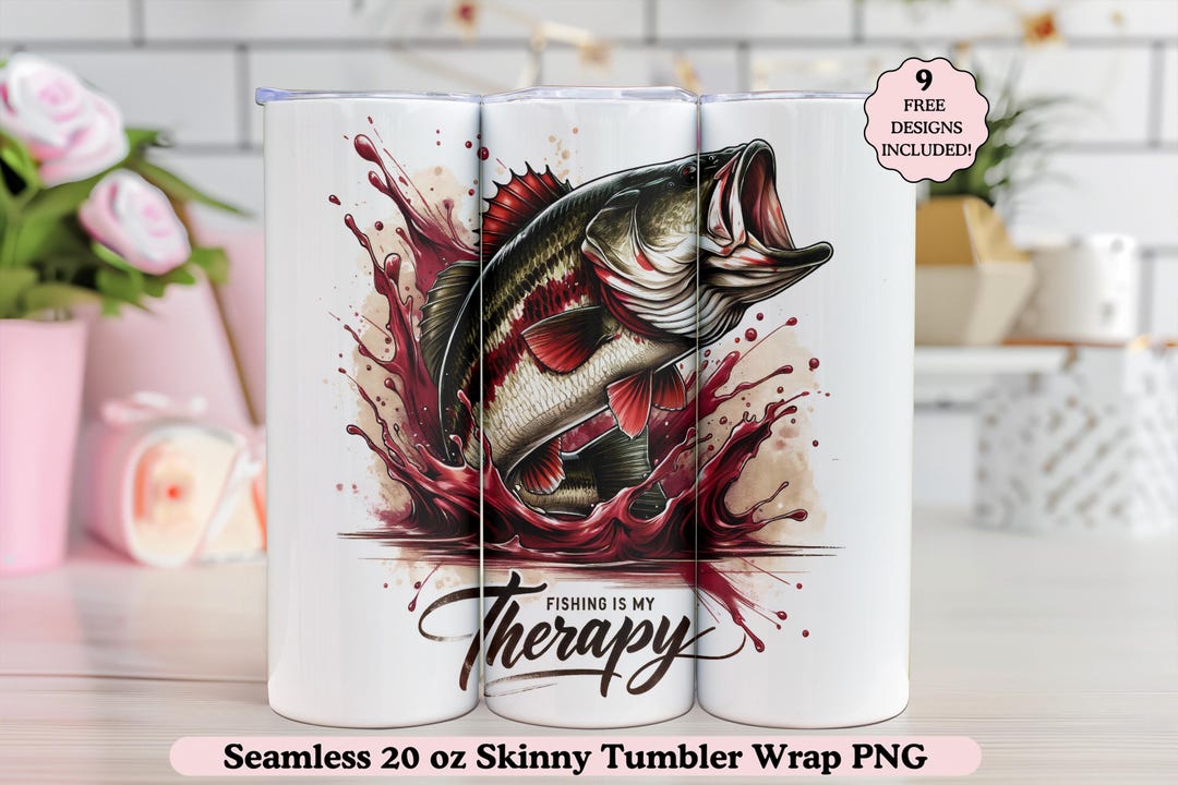 Fishing is My Therapy Tumbler Wrap PNG, Funny Fisherman Humor Tumbler ...