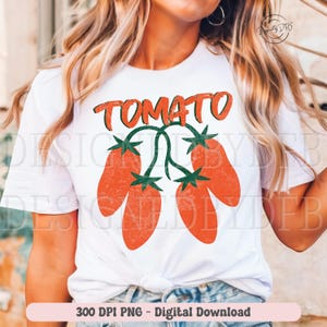 Tomato Girl PNG, Botanical Fruit Tshirt Sublimation Design, Vegetable Cottagecore Png, Print on Demand Png, Trendy POD Digital Download