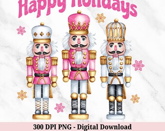 Pink Nutcracker Friends PNG - Nutcracker PNG - Retro Christmas PNG - Happy Holidays Png - Merry Christmas Xmas Holiday Snowflake Sublimation