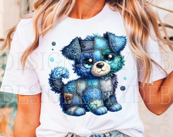 Perro de retazos de mezclilla PNG, Diseño de sublimación de cachorro lindo, Perro de mezclilla, Amantes de los animales, Mamá perro PNG, Clipart de camisa de perro occidental, Descarga digital