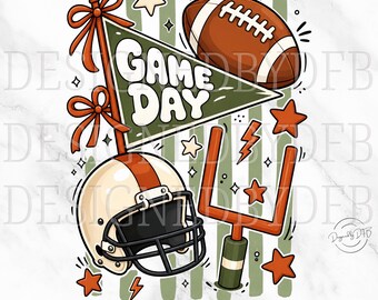 Football Game Day PNG, Trendy Football Season Girly Sports Mom PNG, Retro Touchdown Coquette T Shirt Sublimation Design, Digital Download