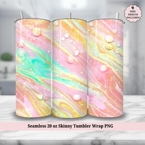 Pink Marble Seamless 20 oz Skinny Tumbler Sublimation Design, Pastel Rainbow Gold Glitter 20oz Tumbler Wrap, PNG Instant DIGITAL ONLY