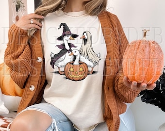 Boo Ghost Goose PNG, Halloween Goose PNG, Halloweenshirt, herfstpng, Skeletgans, Halloween-sublimatieontwerp, Pumpkin Goose-shirt png