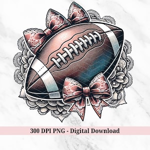 Coquette Football PNG - Fall Football Season PNG - Retro Game Day PNG - Trendy Girly Sports Mom Watercolor Clipart - Digital Download