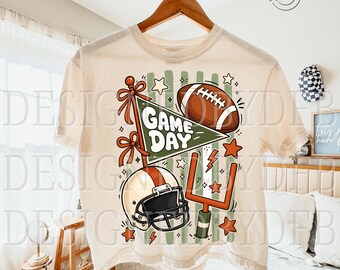 Football Game Day PNG, Trendy Football Season Girly Sports Mom PNG, Retro Touchdown Coquette T Shirt Sublimation Design, Digital Download